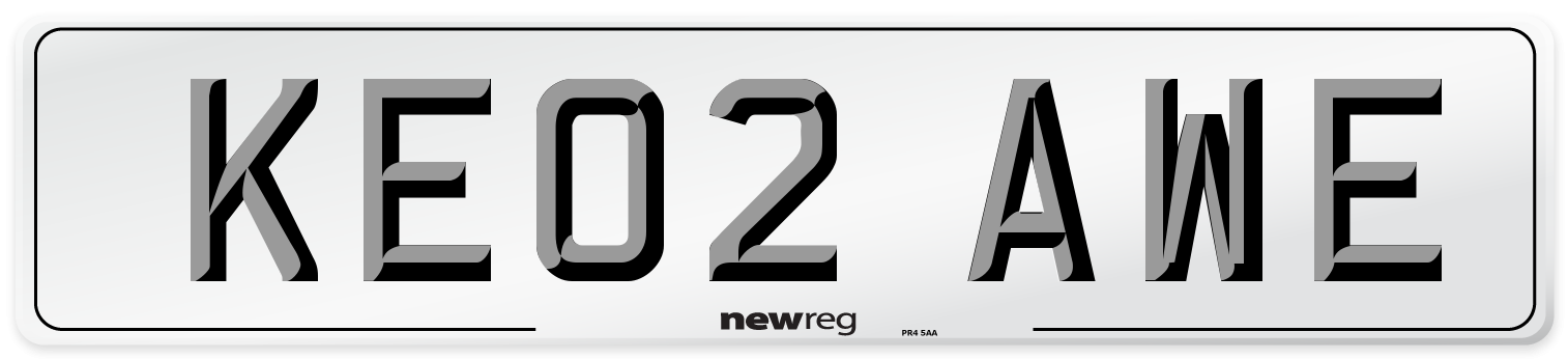KE02 AWE Number Plate from New Reg